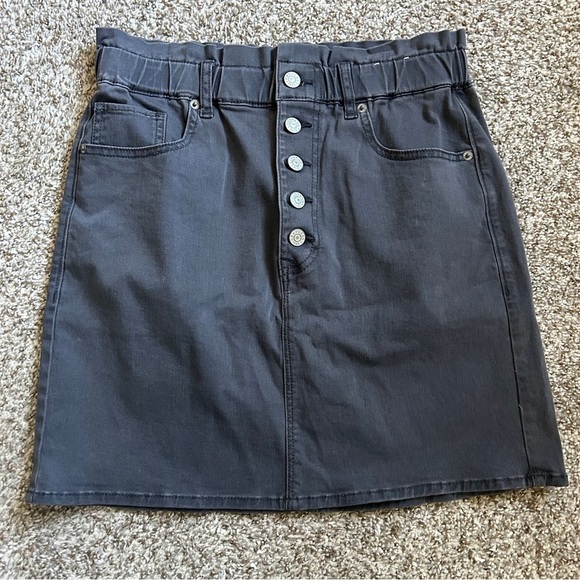 Express Stretch Extreme High Rise Mini Skirt Grey Casual Fall Comfy 8 A-Line - Picture 1 of 7